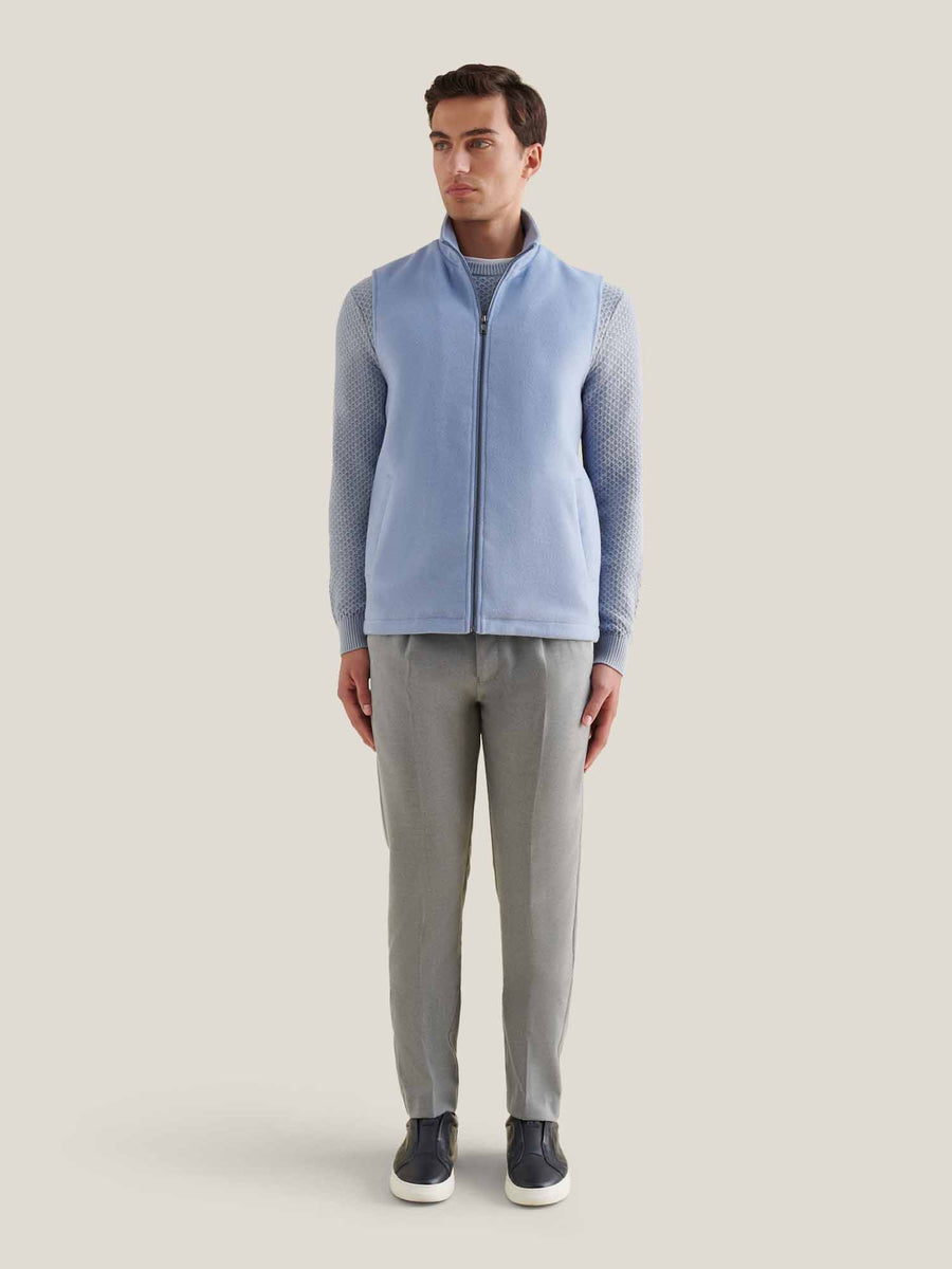 Wool Blend Zip Vest in Blue Blizzard