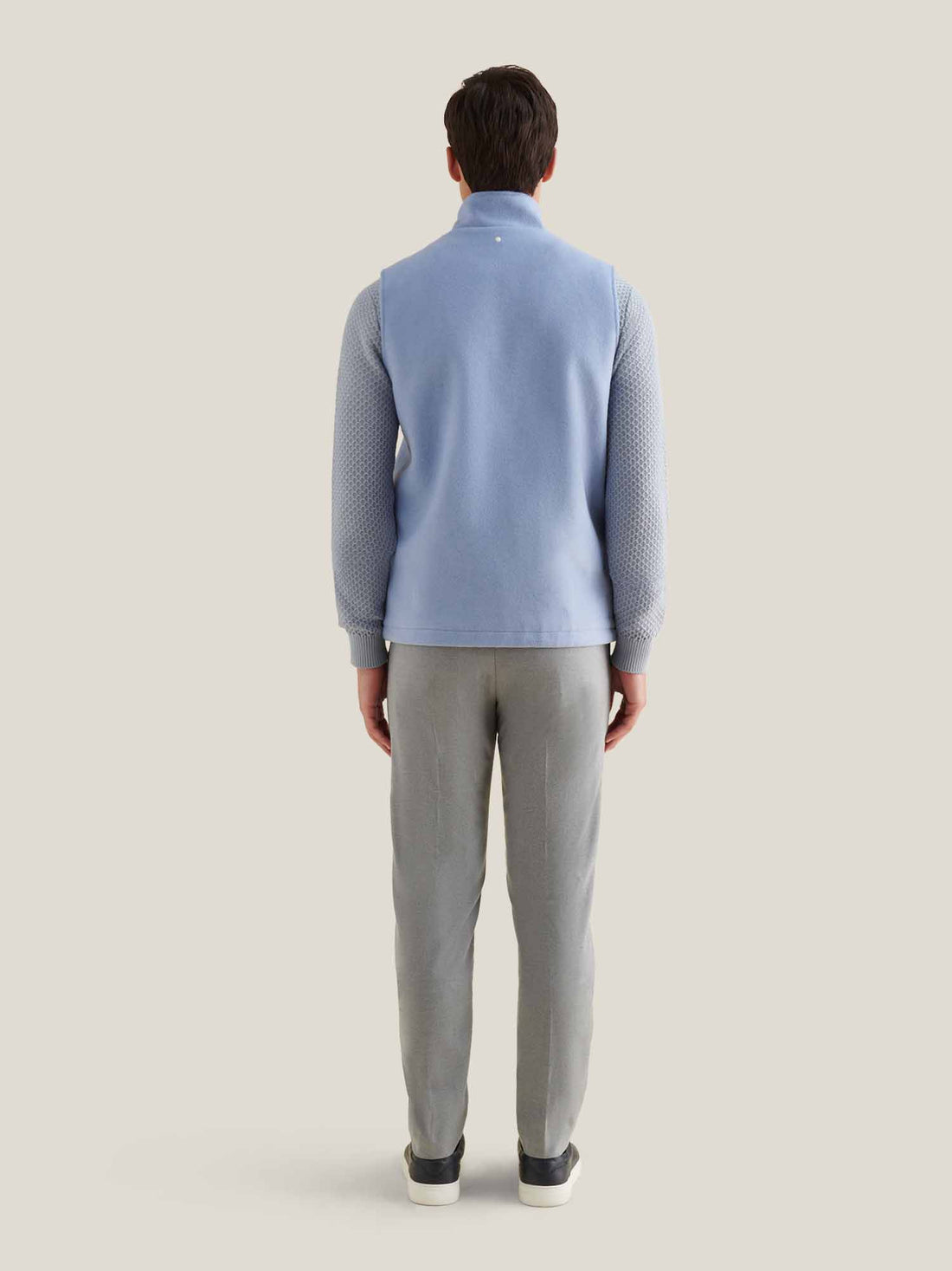 Wool Blend Zip Vest in Blue Blizzard