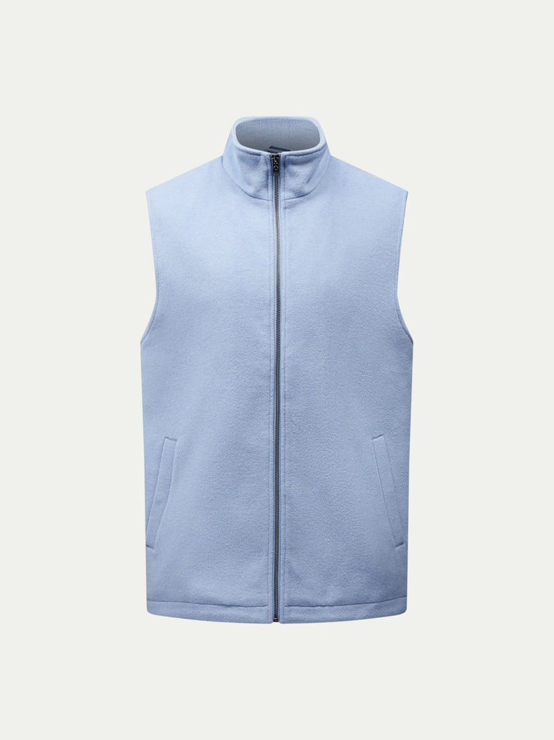 Wool Blend Zip Vest in Blue Blizzard