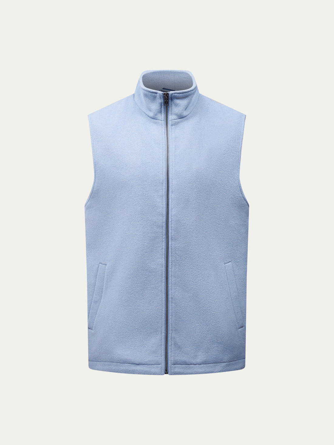 Wool Blend Zip Vest in Blue Blizzard