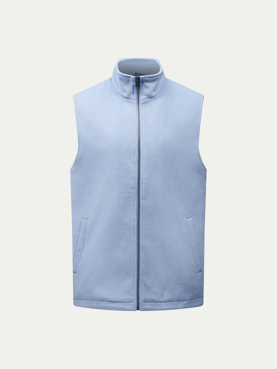 Wool Blend Zip Vest in Blue Blizzard