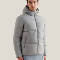 Wool Blend Puffer Coat in Light Grey Marl