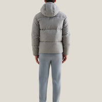 Wool Blend Puffer Coat in Light Grey Marl