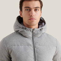 Wool Blend Puffer Coat in Light Grey Marl