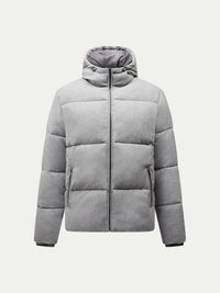 Wool Blend Puffer Coat in Light Grey Marl