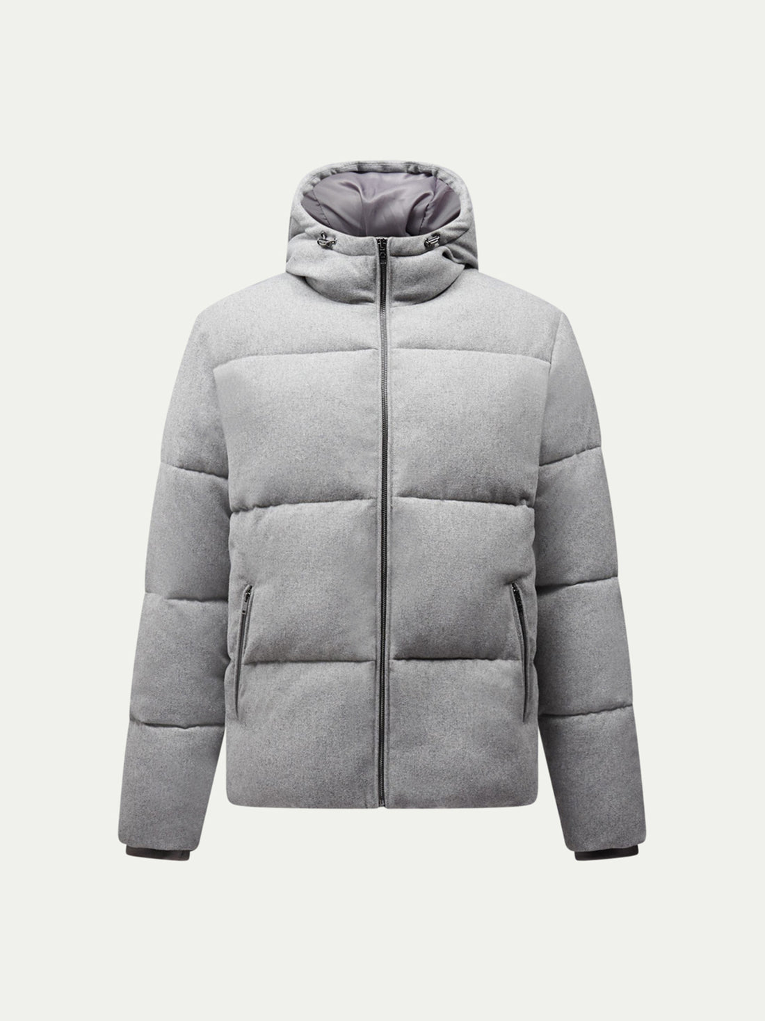 Wool Blend Puffer Coat in Light Grey Marl