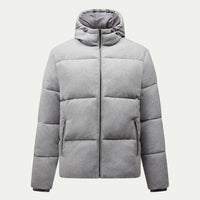 Wool Blend Puffer Coat in Light Grey Marl