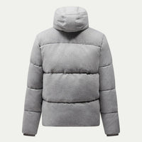 Wool Blend Puffer Coat in Light Grey Marl