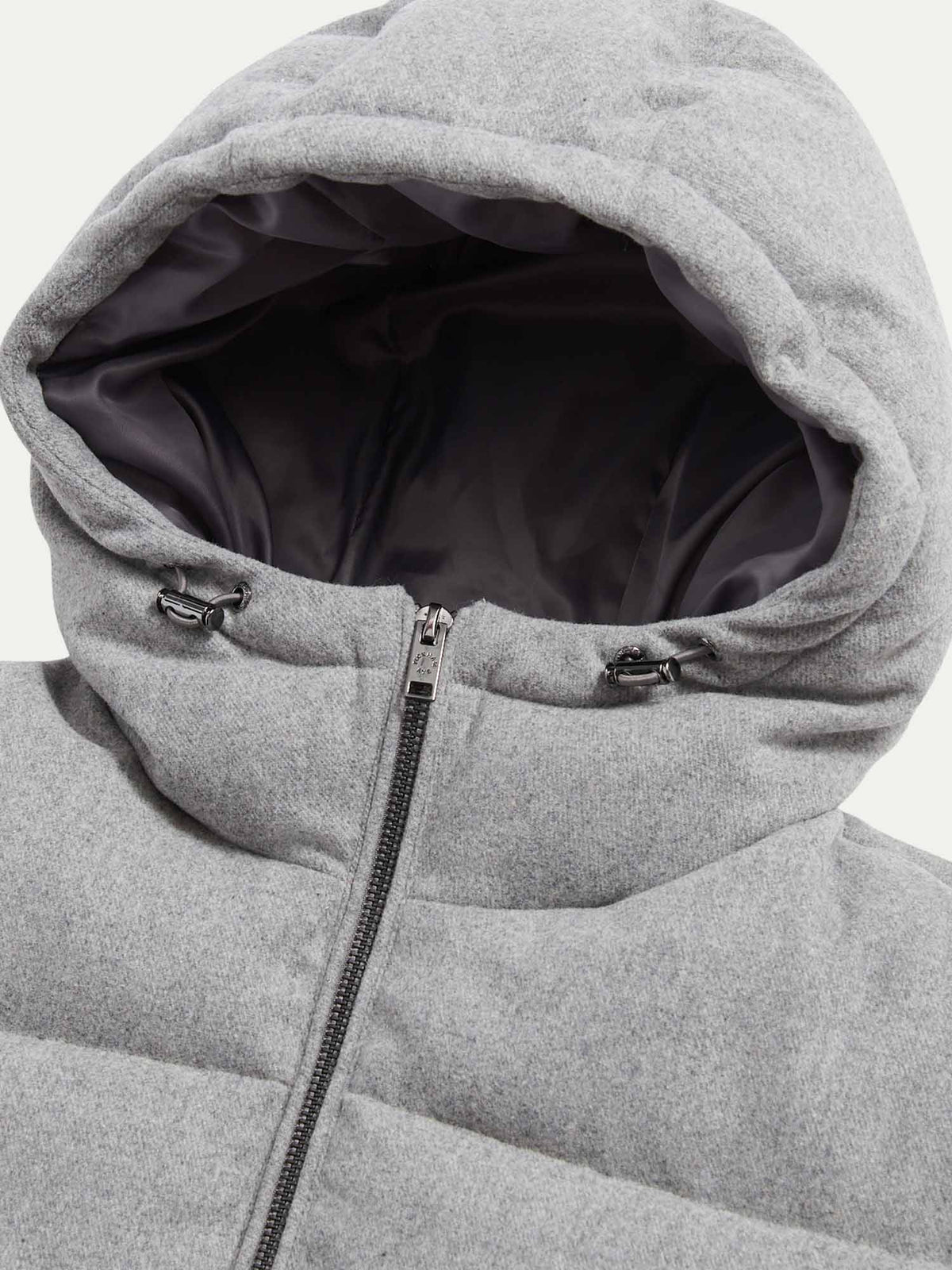 Wool Blend Puffer Coat in Light Grey Marl