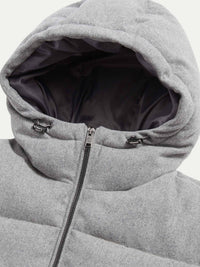 Wool Blend Puffer Coat in Light Grey Marl