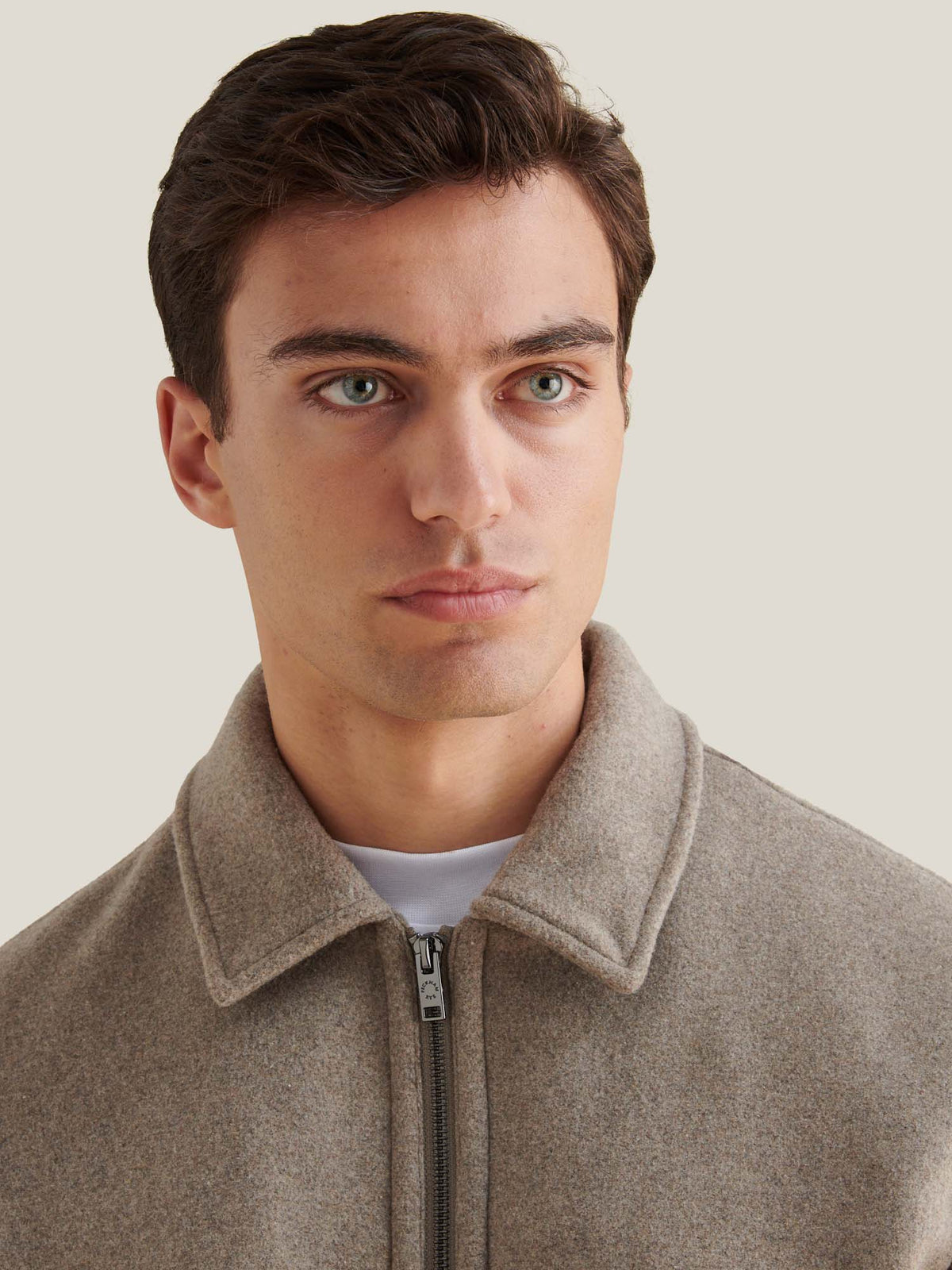 Wool Blend Bomber Jacket in Simply Taupe