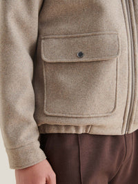 Wool Blend Bomber Jacket in Simply Taupe
