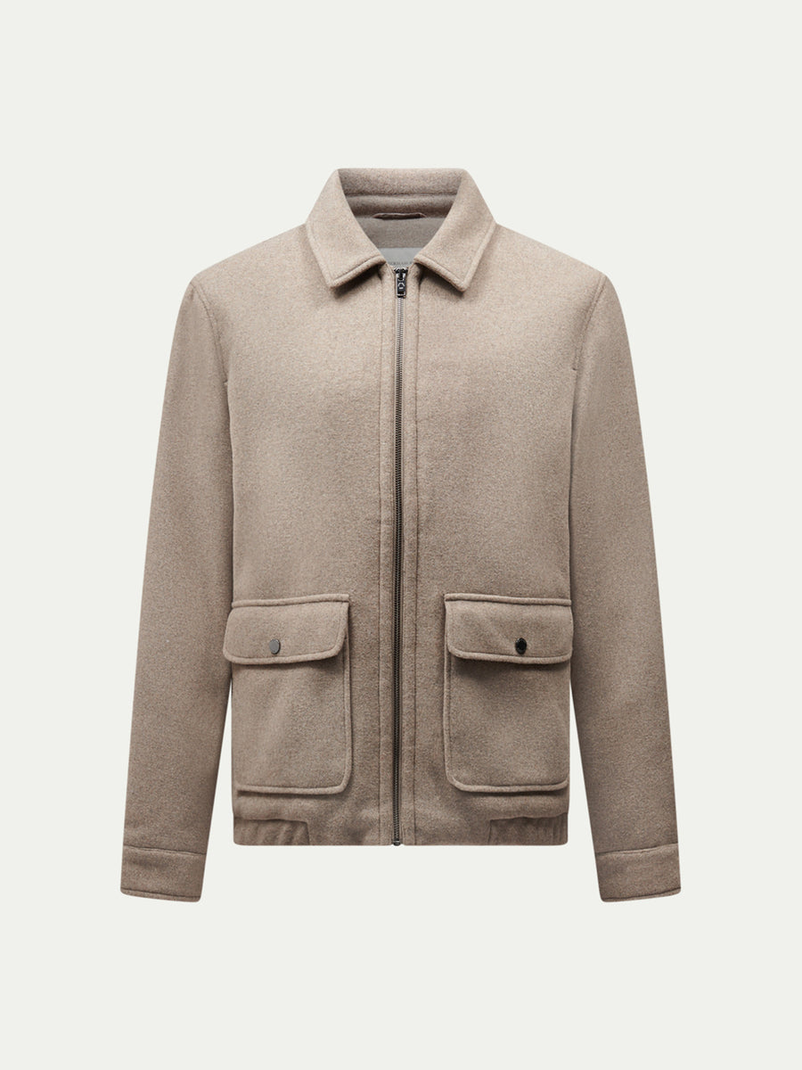 Wool Blend Bomber Jacket in Simply Taupe