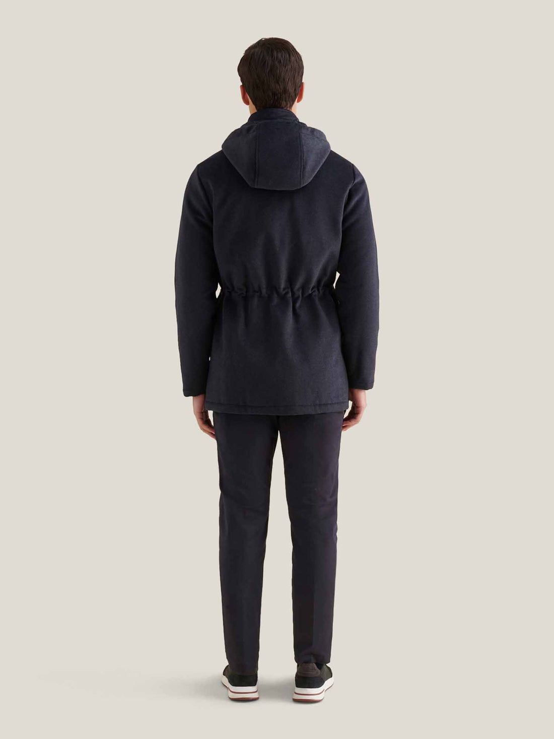 Wool Blend Padded Parka in Dark Sapphire Navy