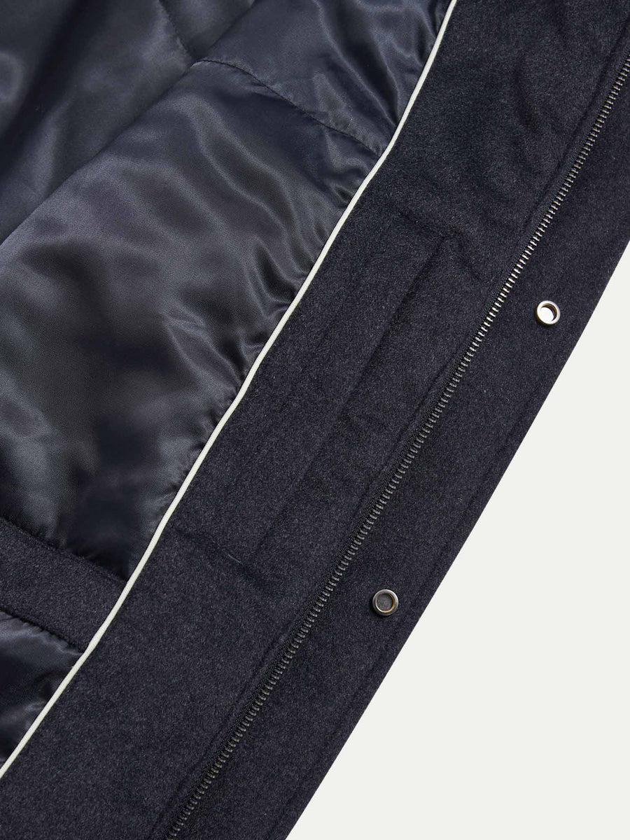 Wool Blend Padded Parka in Dark Sapphire Navy