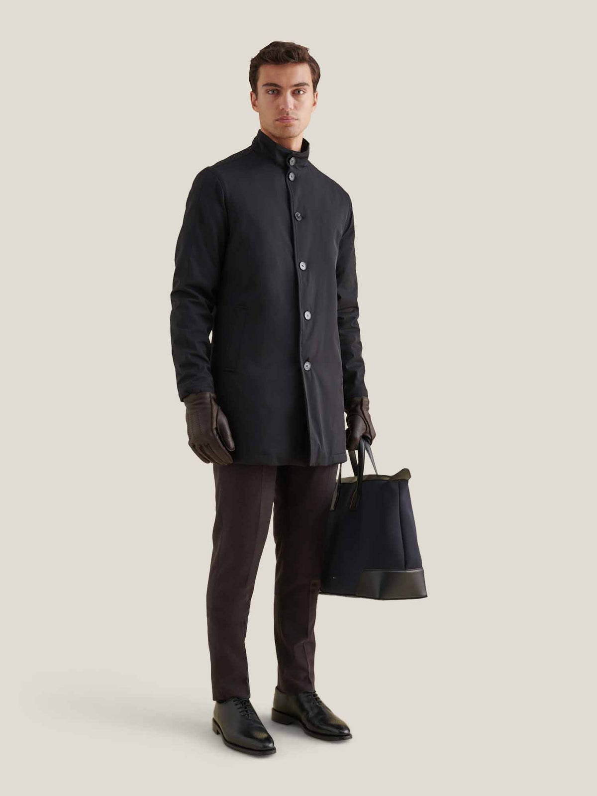 Padded Rain Mac in Black