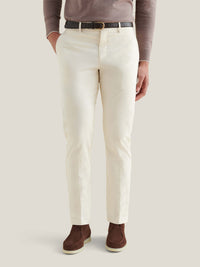 Stretch Cotton Trouser in Egret