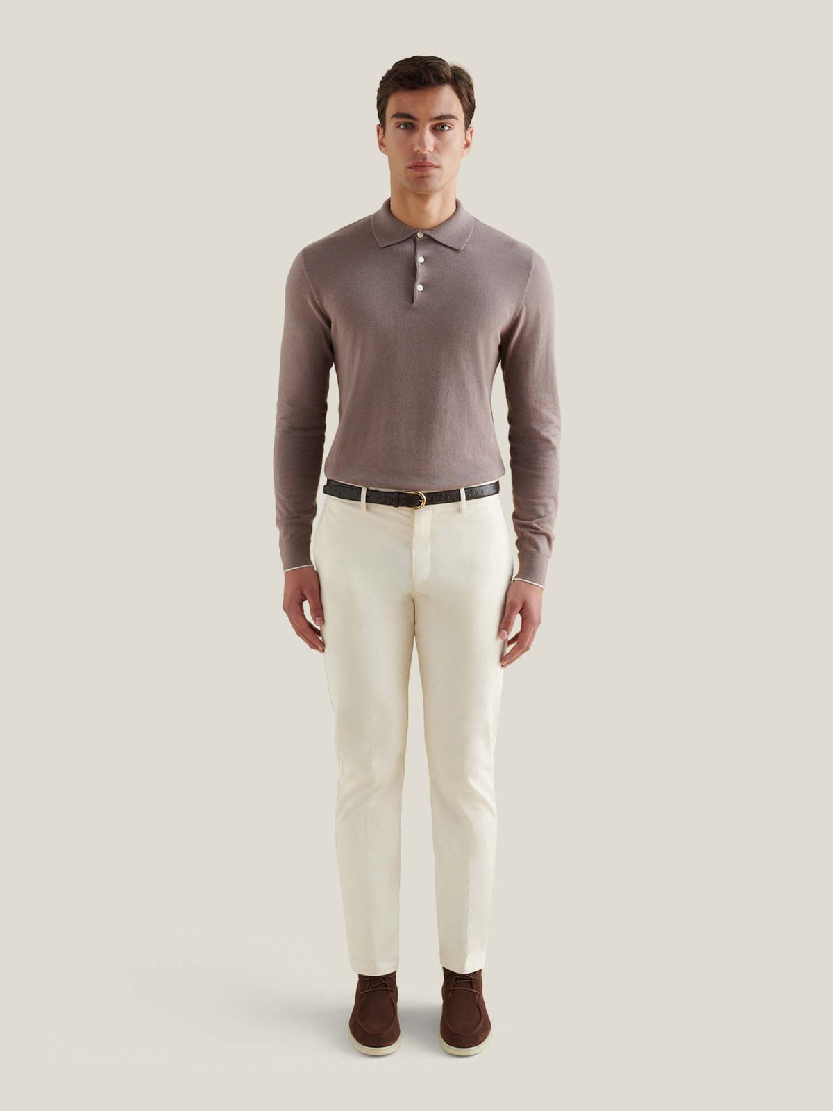 Stretch Cotton Trouser in Egret