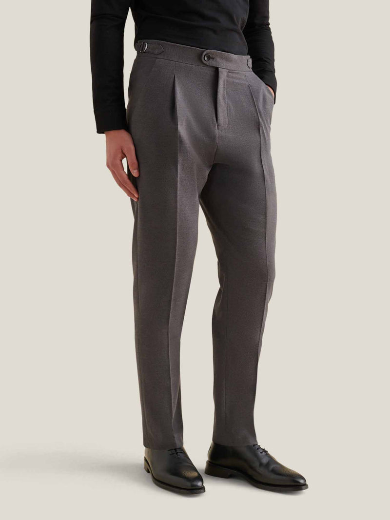 Twill Blend Smart High Waisted Trouser in Charcoal Grey