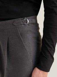 Twill Blend Smart High Waisted Trouser in Charcoal Grey