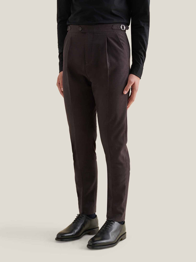 Twill Blend Smart High Waisted Trouser in Java