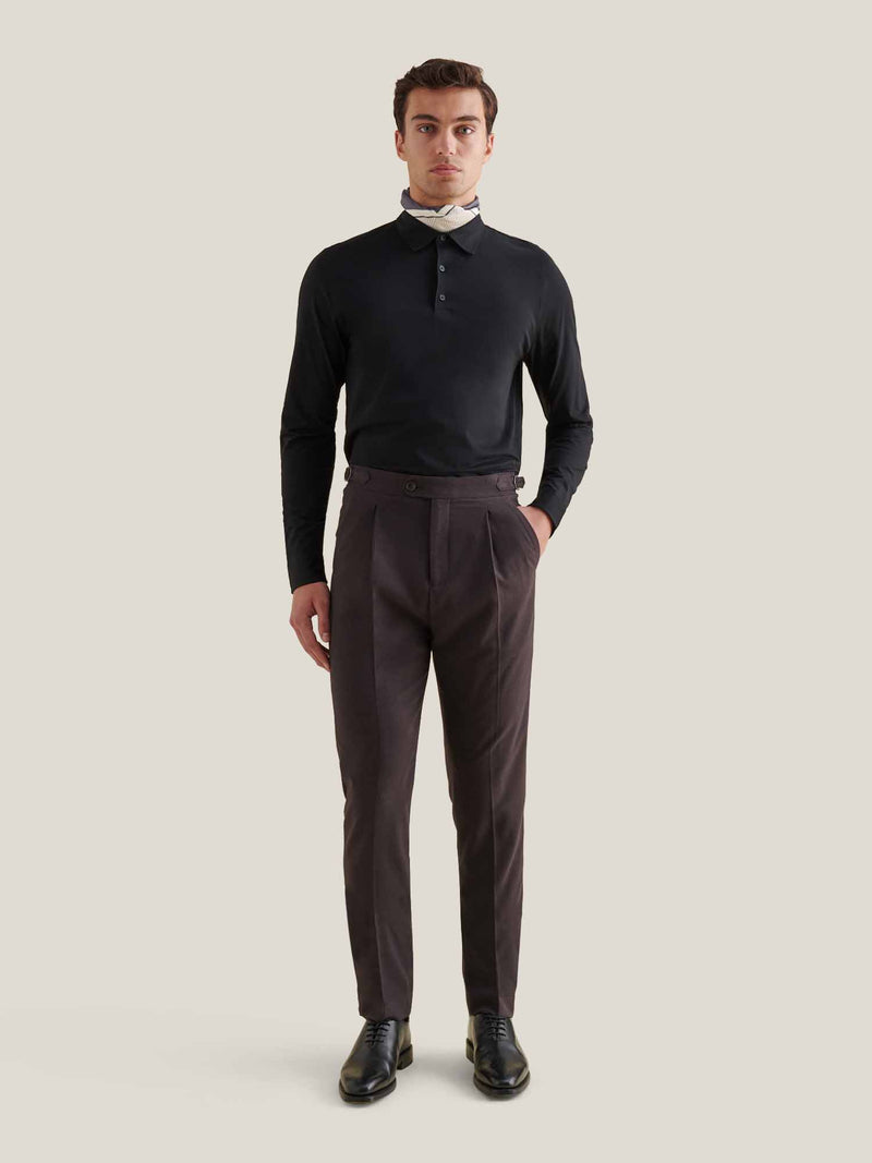 Twill Blend Smart High Waisted Trouser in Java