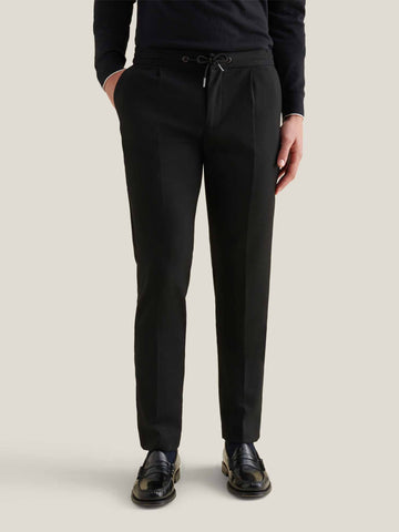 Drawstring Flannel Tech Trouser in Black