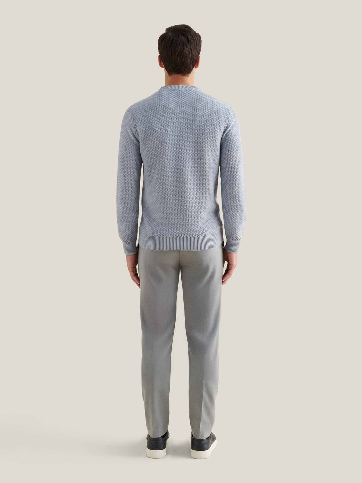 Flannel Tech Drawstring Trousers in Light Grey Marl