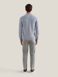 Flannel Tech Drawstring Trousers in Light Grey Marl