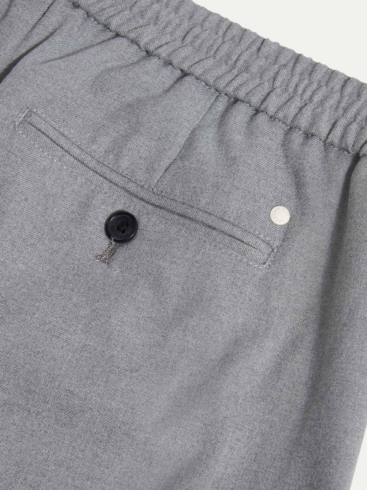 Flannel Tech Drawstring Trousers in Light Grey Marl