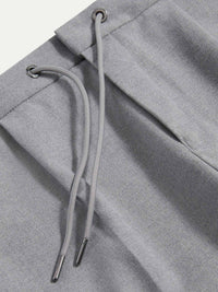 Flannel Tech Drawstring Trousers in Light Grey Marl