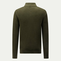 Cotton Knit Funnel-Neck Zip Cardigan in Rosin