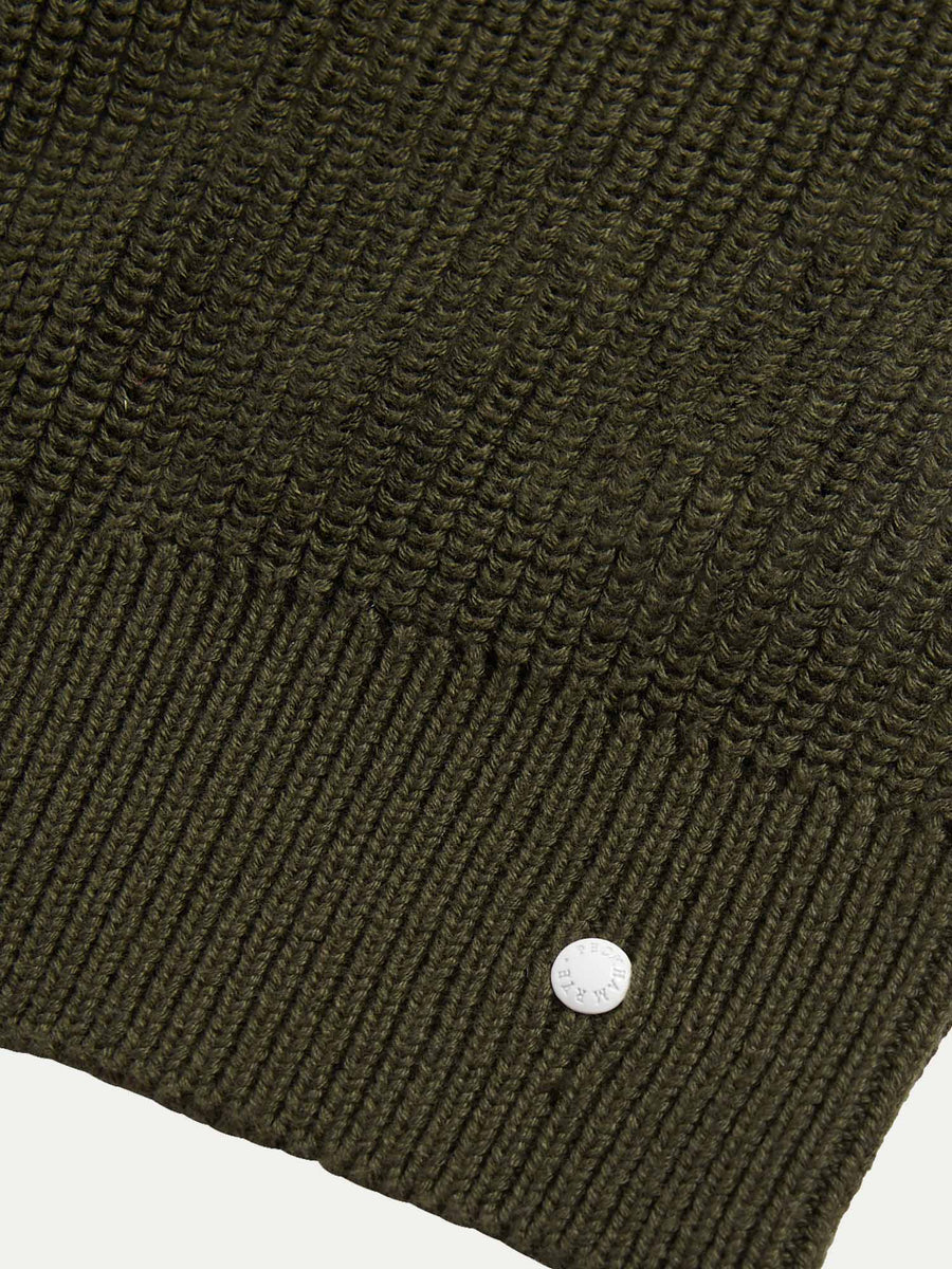 Cotton Knit Funnel-Neck Zip Cardigan in Rosin