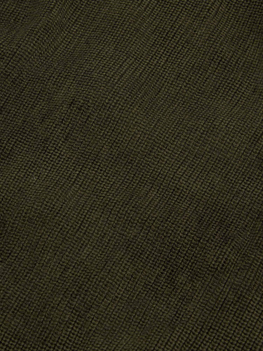Cotton Knit Funnel-Neck Zip Cardigan in Rosin