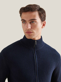 Berkeley Full Zip Knitted Cardigan in Dark Sapphire Navy
