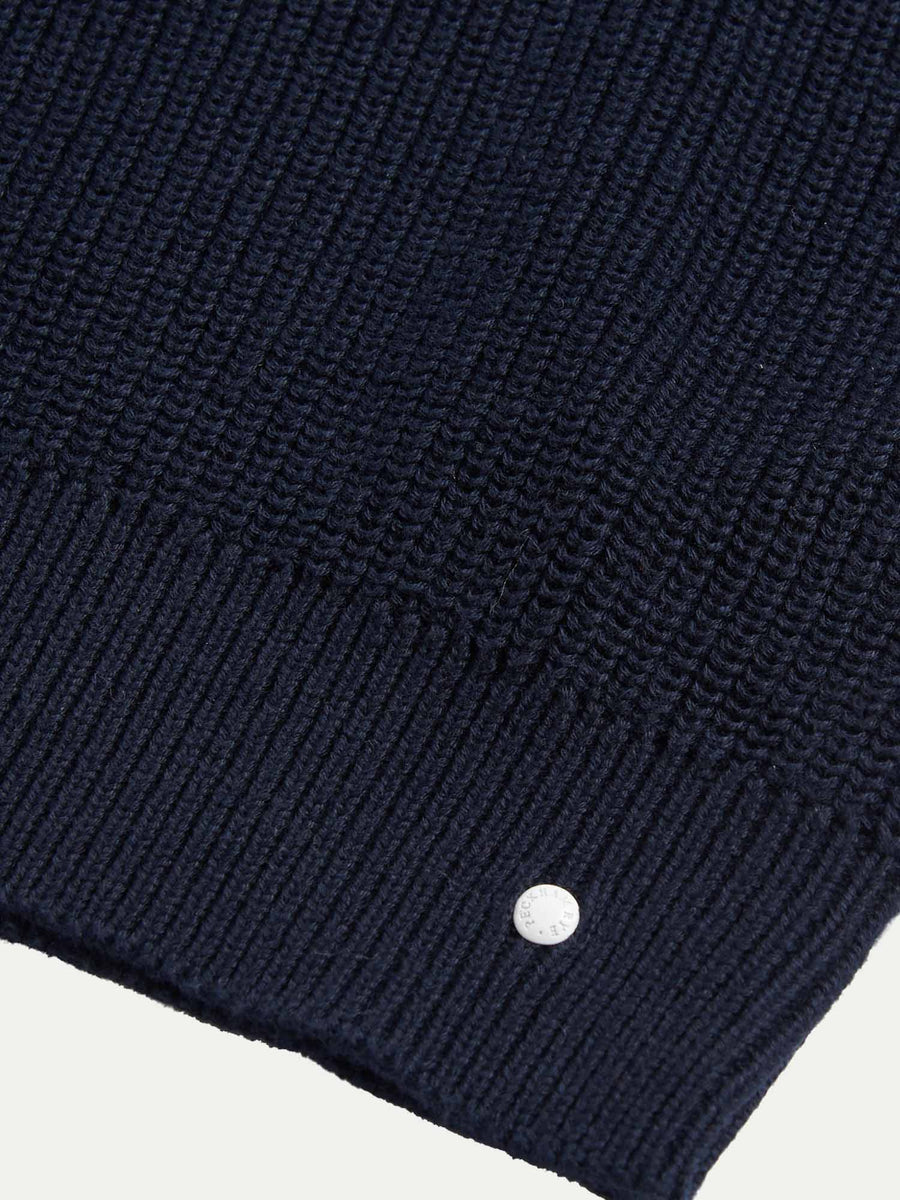 Peckham Rye Mens Funnel Zip Knit Cardigan in Dark Sapphire Navy