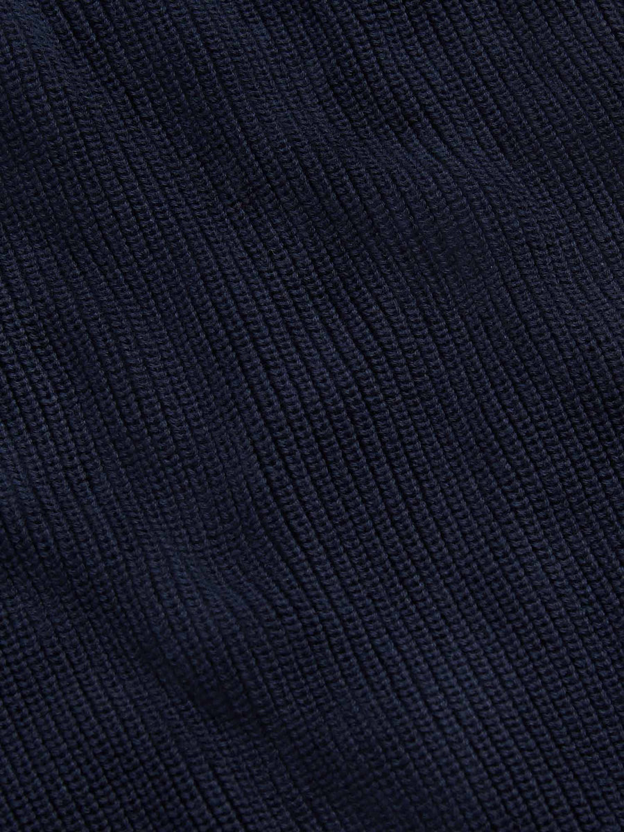 Peckham Rye Mens Funnel Zip Knit Cardigan in Dark Sapphire Navy