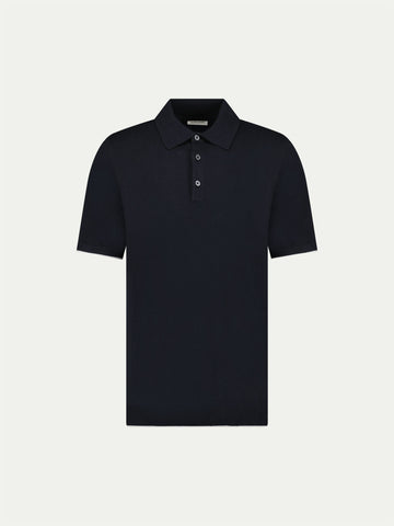 Peckham Rye Mens Knitted Short Sleeve Polo in Black