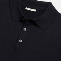 Peckham Rye Mens Knitted Short Sleeve Polo in Black