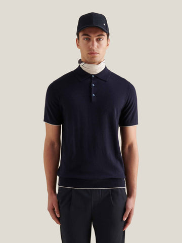 Jersey Knit Polo Shirt in Dark Sapphire Navy