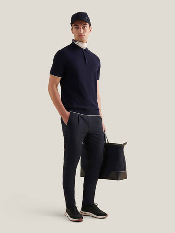 Jersey Knit Polo Shirt in Dark Sapphire Navy
