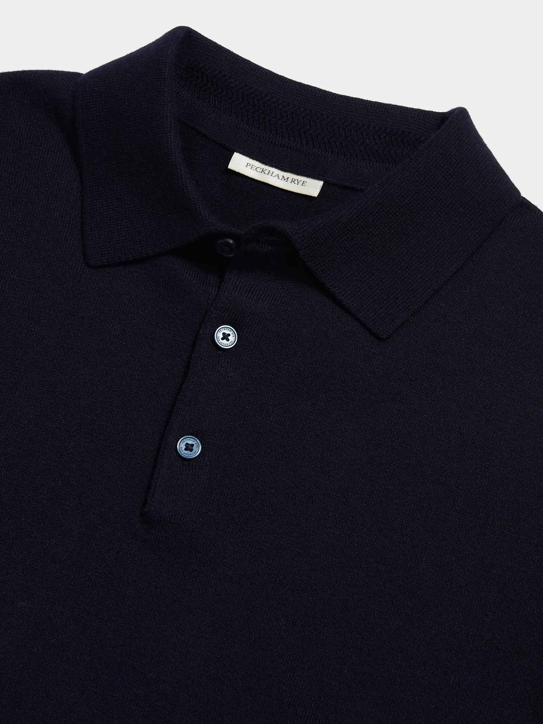 Peckham Rye Mens Knitted Short Sleeve Polo in Dark Sapphire Navy