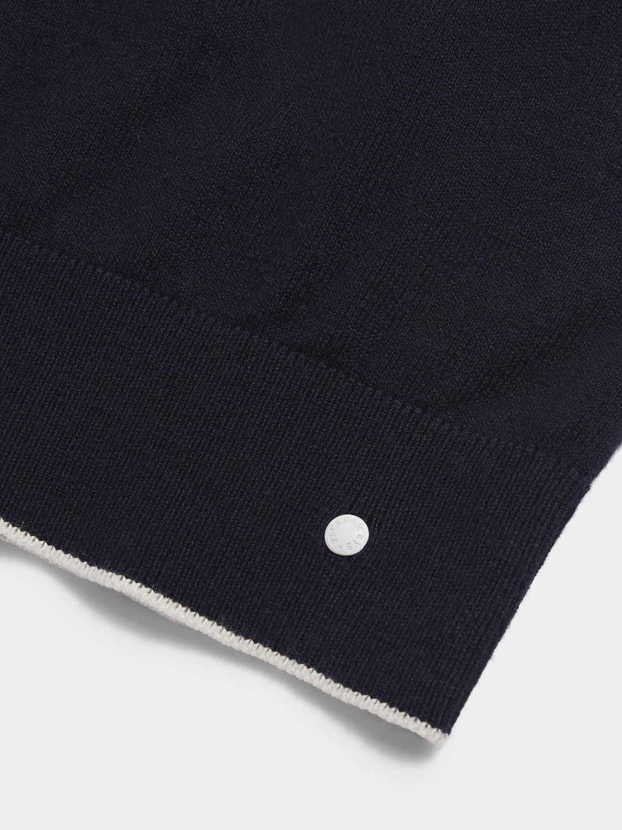 Peckham Rye Mens Knitted Short Sleeve Polo in Dark Sapphire Navy
