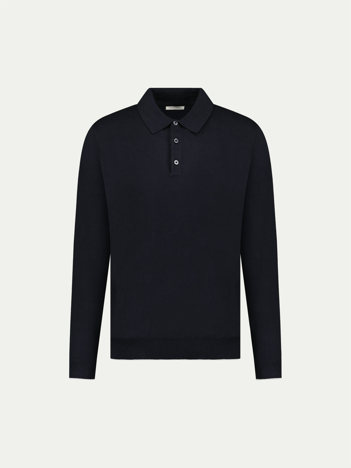 Jersey Knit Long Sleeve Polo Shirt in Black