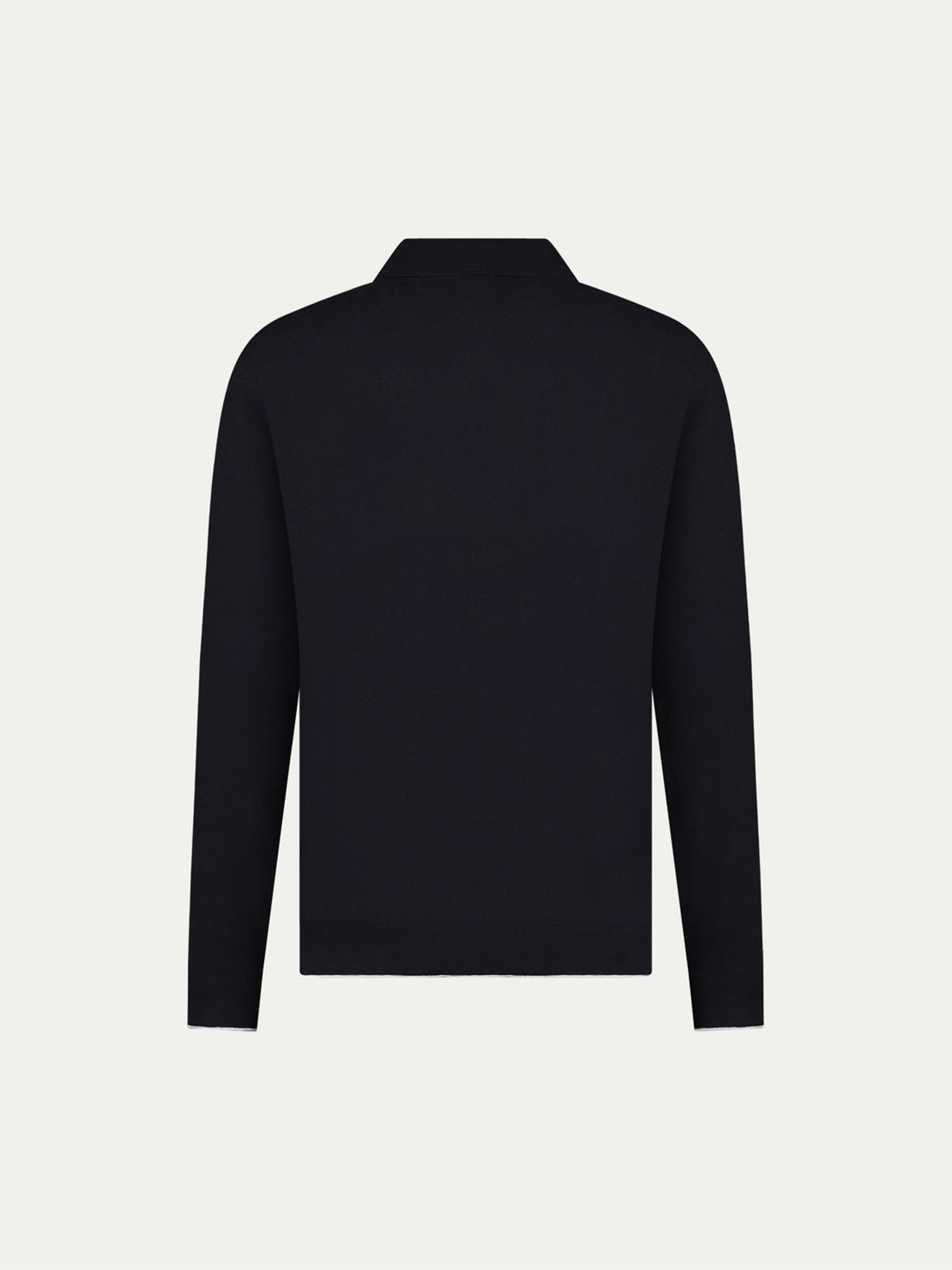 Jersey Knit Long Sleeve Polo Shirt in Black