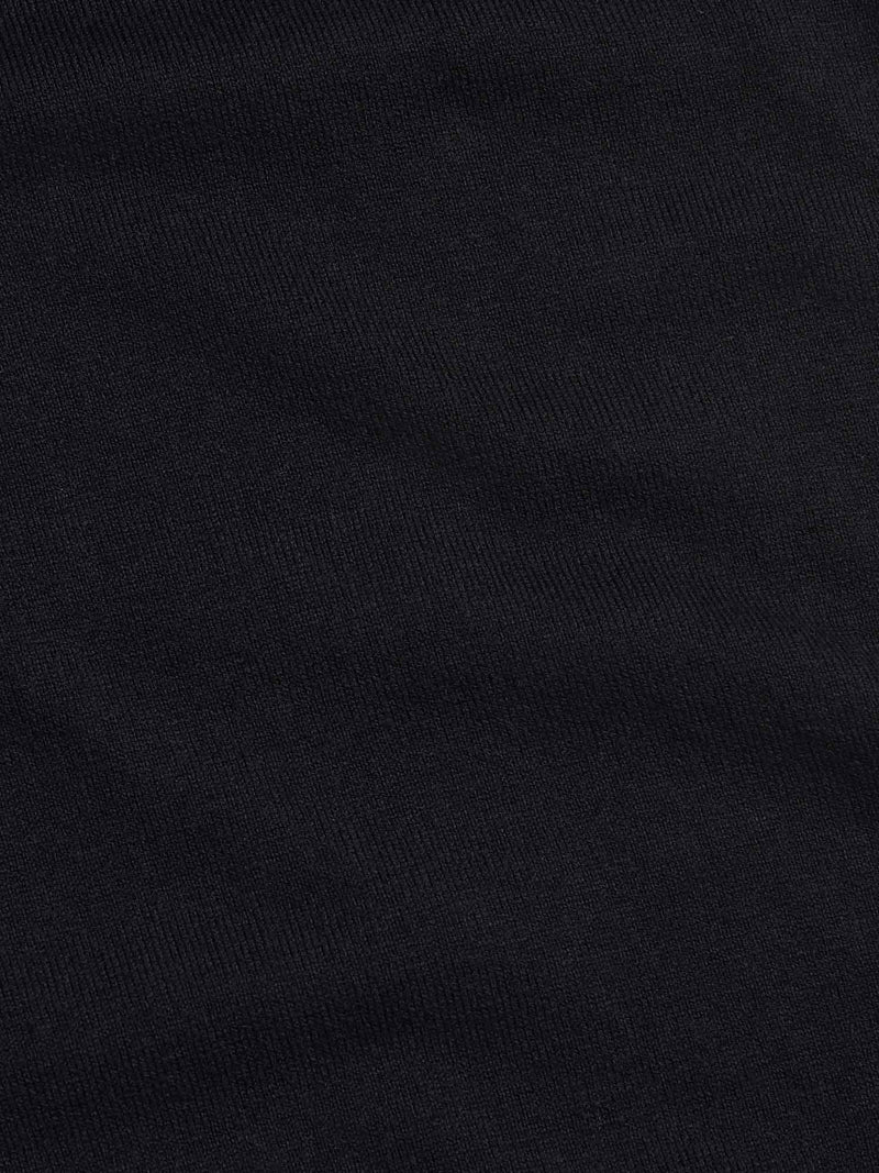 Jersey Knit Long Sleeve Polo Shirt in Black