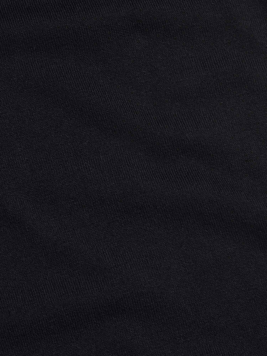 Jersey Knit Long Sleeve Polo Shirt in Black