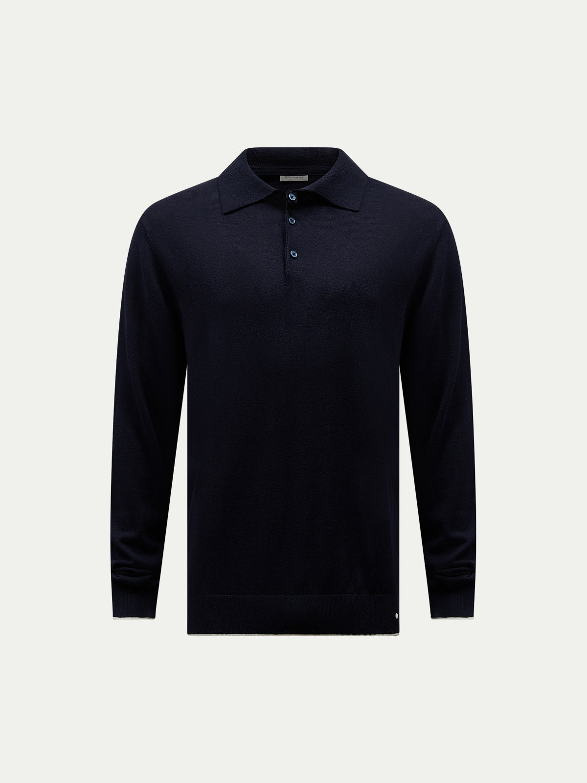 Wilton Knitted Long Sleeve Polo Shirt in Dark Sapphire Navy