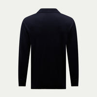 Jersey Knit Long Sleeve Polo Shirt in Dark Sapphire Navy