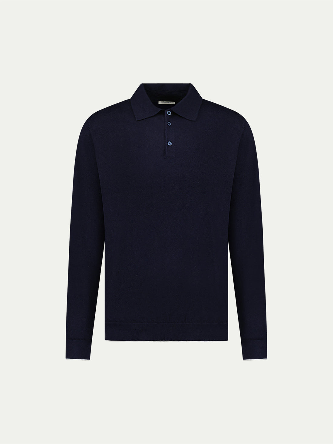 Peckham Rye Mens Knitted Long Sleeve Polo in Dark Sapphire Navy